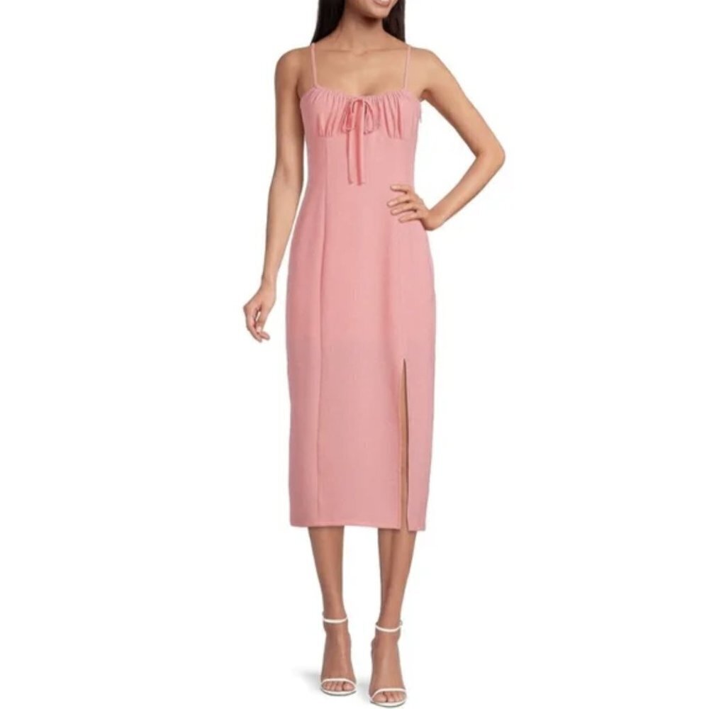 NWT Gianni Bini Maya Ruched Tie Sweetheart Neckline Sheath Midi Dress